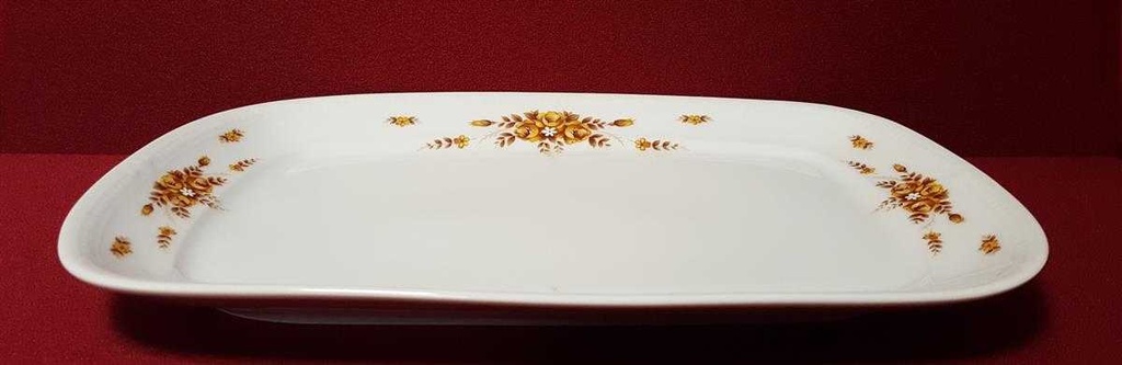 [45814580] Servierplatte Speiseplatte Fleischplatte Steakplatte 35,2x23,7 cm Mitterteich Form 2040 Sissi braun goldene Blumen gebraucht - gut Bild 3