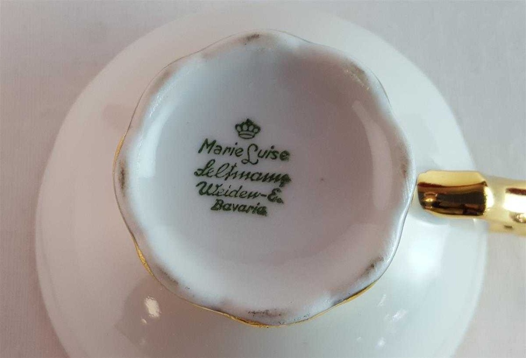 [45814594] Mokkatasse mit Untertasse Tasse Espressotasse Goldrand 2tlg Seltmann Weiden Marie Luise gebraucht - gut Bild 7
