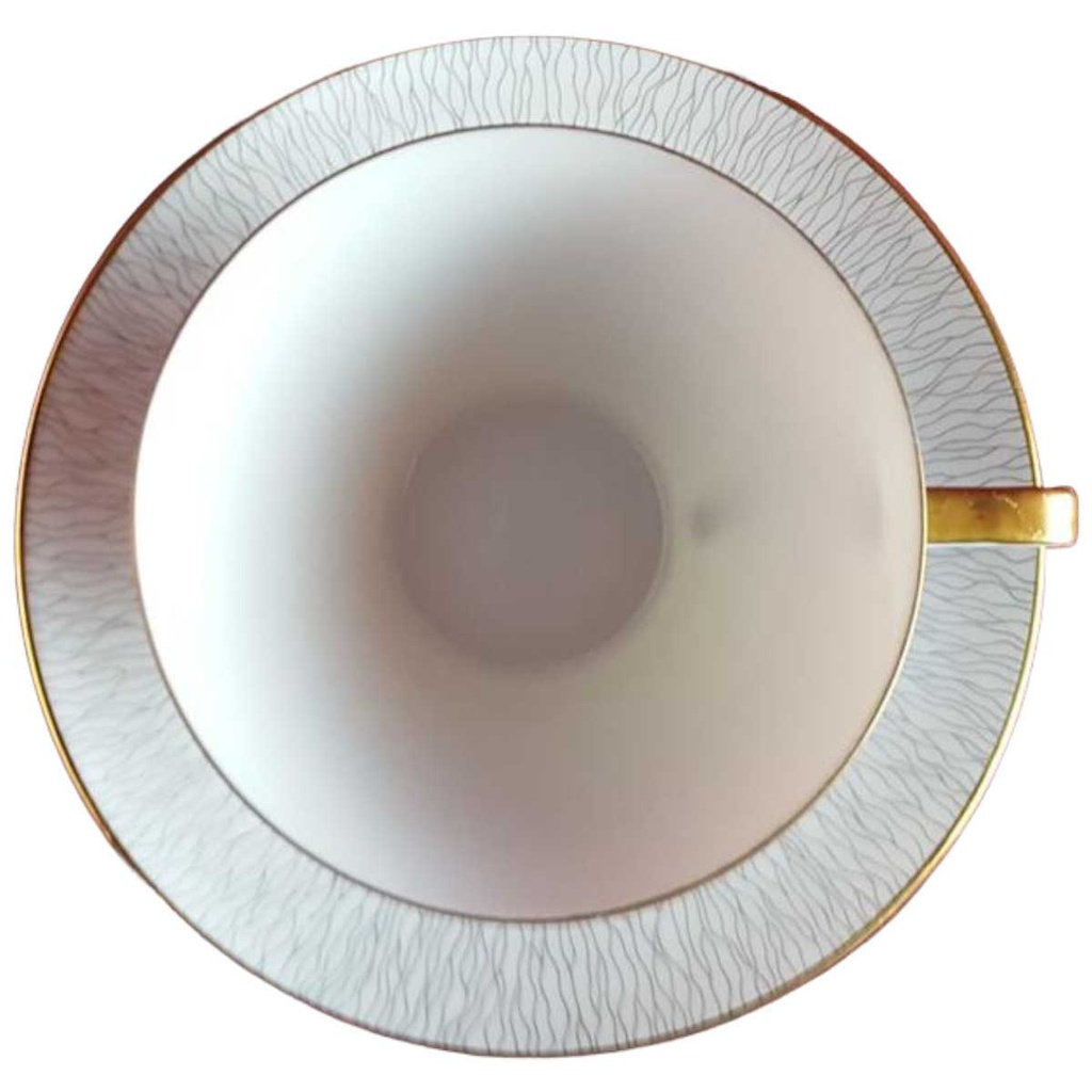[45814595] Servierplatte Untertasse Teetasse mit Speiseplatte Fleischplatte Tasse Königl. pr. Tettau Ria 1347 grauer Rand gebraucht - gut Bild 2
