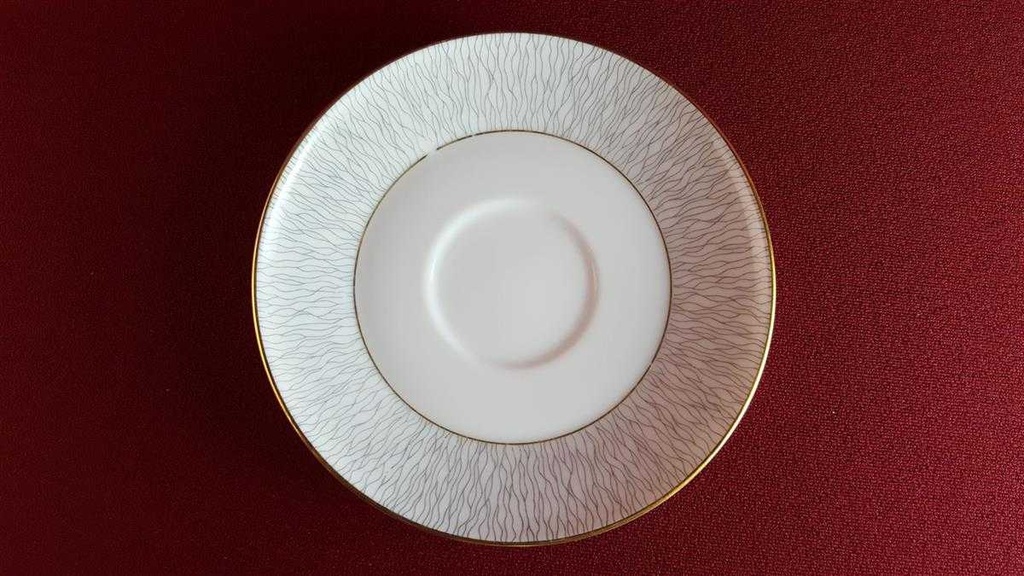 [45814595] Servierplatte Untertasse Teetasse mit Speiseplatte Fleischplatte Tasse Königl. pr. Tettau Ria 1347 grauer Rand gebraucht - gut Bild 4