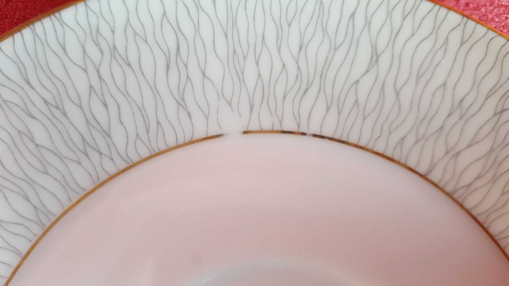 [45814595] Servierplatte Untertasse Teetasse mit Speiseplatte Fleischplatte Tasse Königl. pr. Tettau Ria 1347 grauer Rand gebraucht - gut Bild 5