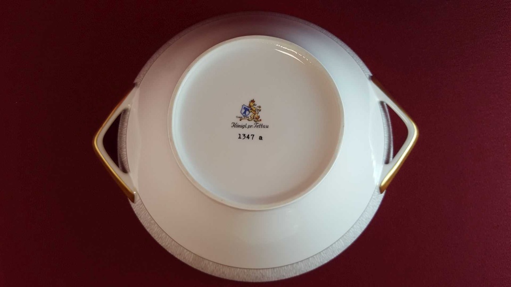 [45814602] Ragoutterrine 1,4 L Königl. pr. Tettau Ria 1347 grauer Rand gebraucht - sehr gut Bild 6