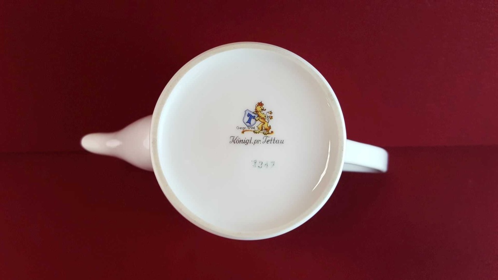 [45814604] Kaffeekanne Kanne 1,2 L Königl. pr. Tettau Ria 1347 grauer Rand Grau gebraucht - sehr gut Bild 8