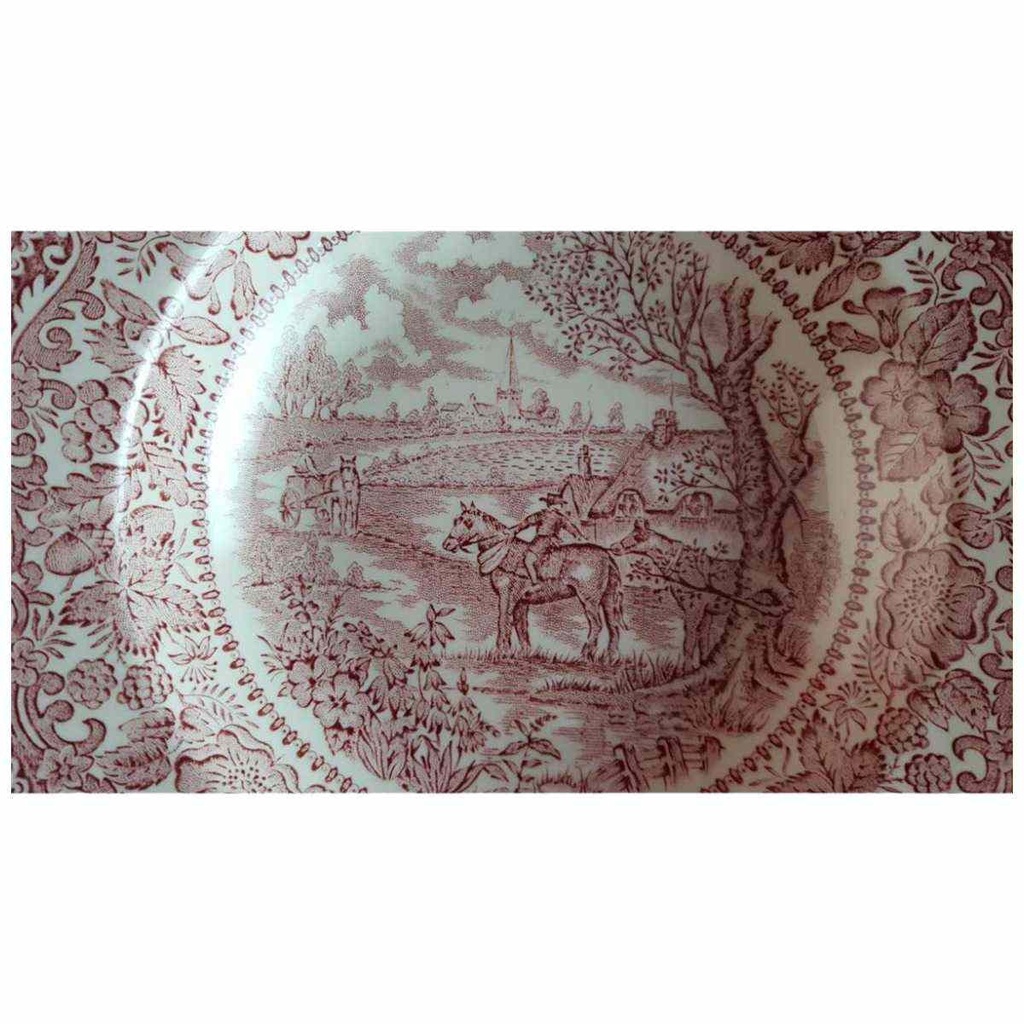 [45814676] Suppenteller 22,4 cm English Ironstone Tableware (EIT) EIT England Four Seasons Spring On The Home Farm Rot gebraucht - gut Bild 2