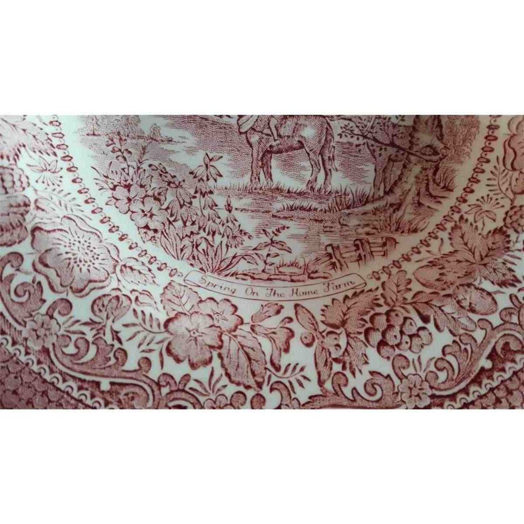 [45814676] Suppenteller 22,4 cm English Ironstone Tableware (EIT) EIT England Four Seasons Spring On The Home Farm Rot gebraucht - gut Bild 3