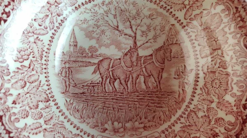 [45814706] Dessertschale 16,4 cm English Ironstone Tableware (EIT) EIT England Four Seasons Spring On The Home Farm Rot gebraucht - akzeptabel Bild 3