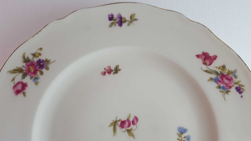 [45814713] Speiseteller Essteller Goldrand 27,6 cm K & A Krautheim Norina Blumen gebraucht - akzeptabel Bild 4