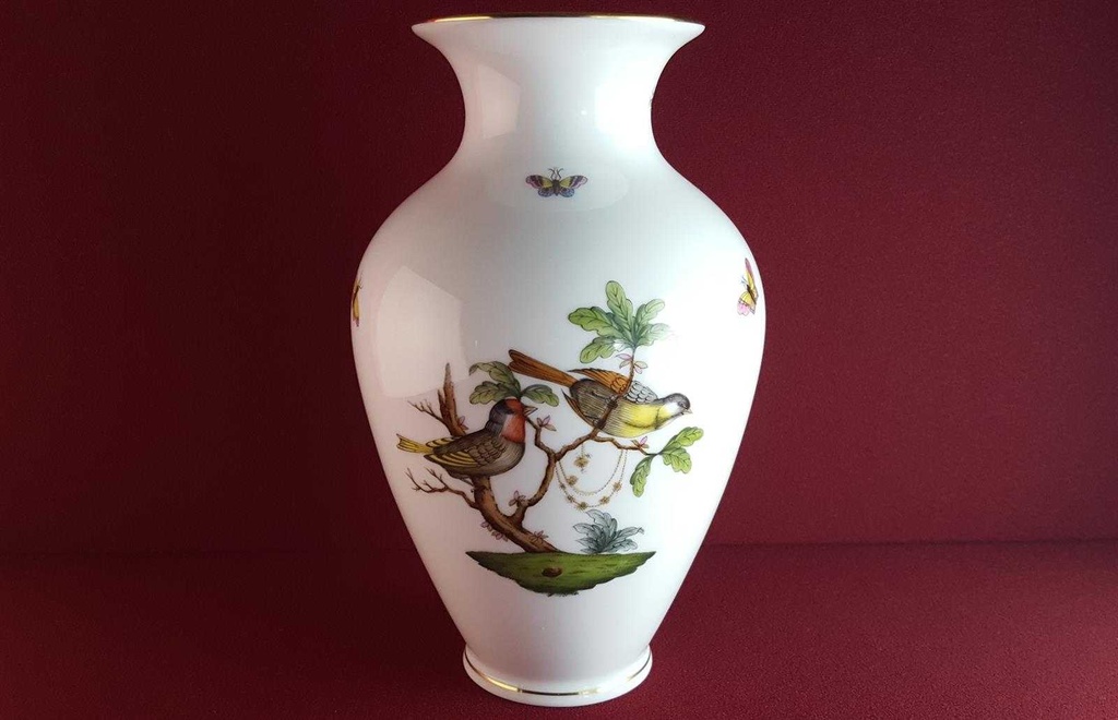 [45814718] Blumenvase 23 cm Herend Ungarn Rothschild gebraucht - sehr gut Bild 4
