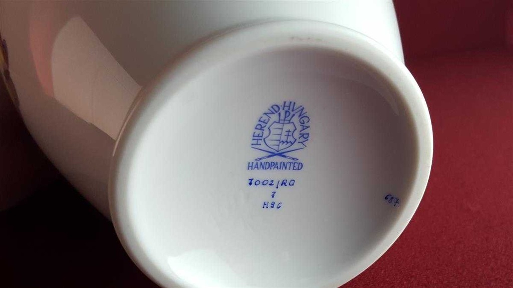 [45814718] Blumenvase 23 cm Herend Ungarn Rothschild gebraucht - sehr gut Bild 6