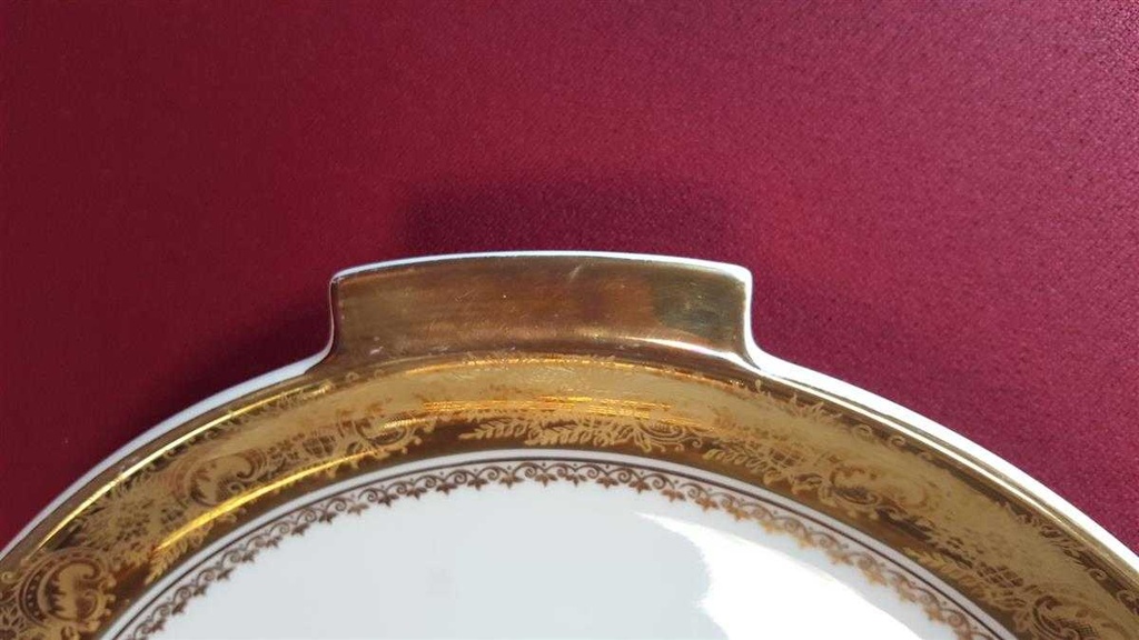 [45814736] Dessertteller Kuchenplatte mit Henkeln Tortenplatte Golddekor Arzberg gebraucht - gut Bild 5