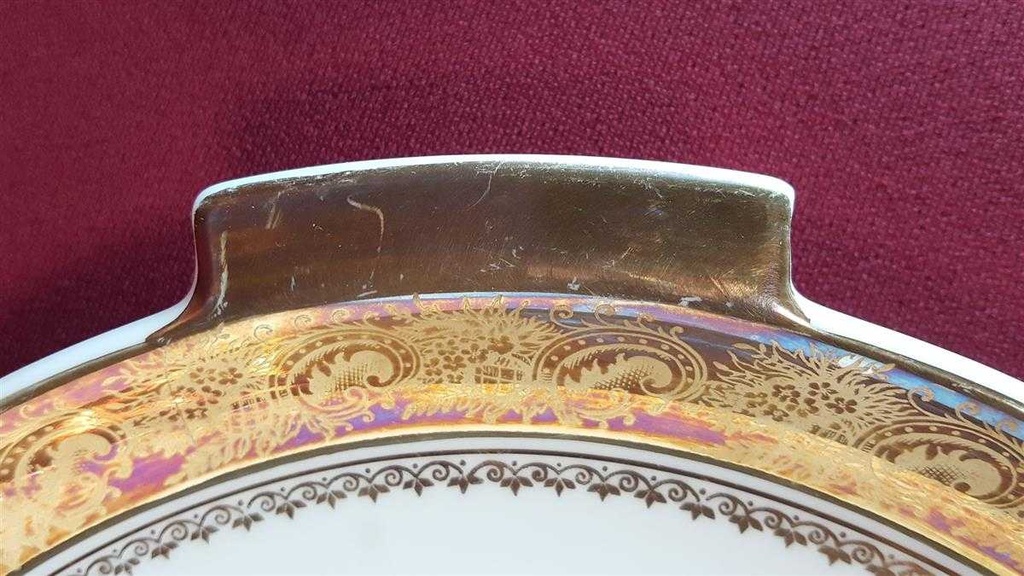 [45814736] Dessertteller Kuchenplatte mit Henkeln Tortenplatte Golddekor Arzberg gebraucht - gut Bild 6