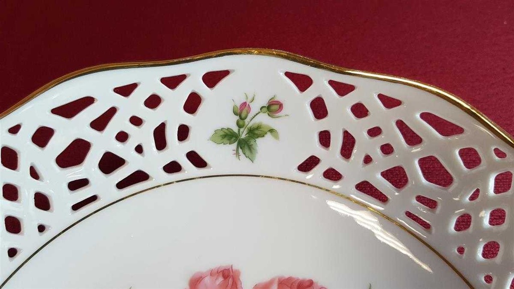 [45814767] Schale Durchbruchschale Goldrand Durchbrucharbeit 19,3 cm Marienbad Ingres Weiss gebraucht - sehr gut Bild 3