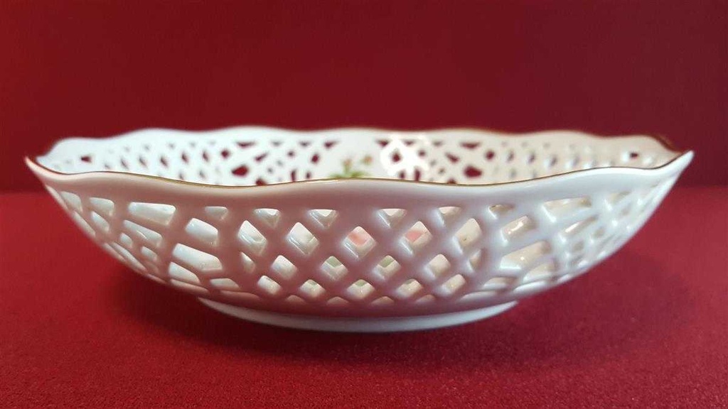 [45814767] Schale Durchbruchschale Goldrand Durchbrucharbeit 19,3 cm Marienbad Ingres Weiss gebraucht - sehr gut Bild 5