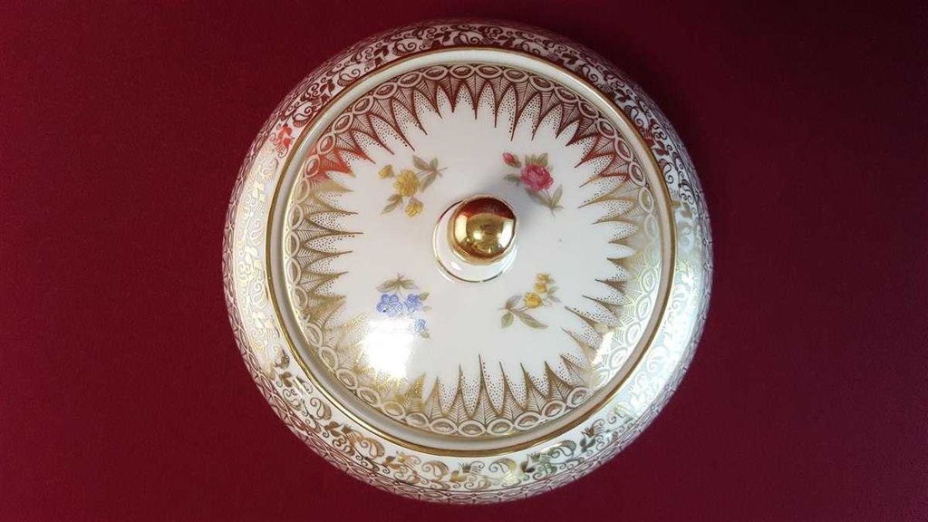 [45814794] Deckeldose Bonboniere Golddekor Schaller Elfenbein Bavaria gebraucht - gut Bild 3