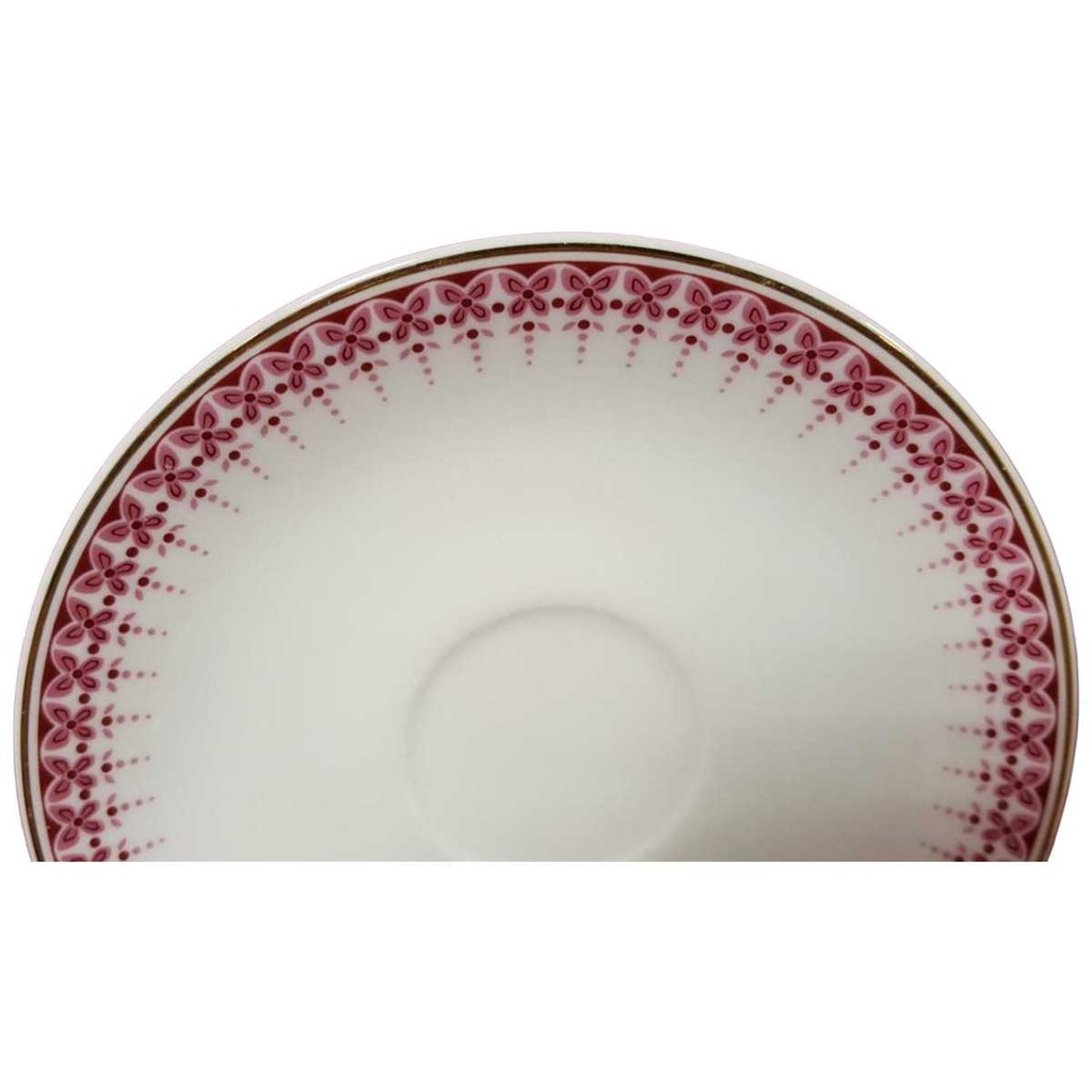 [45814809] Untertasse für Kaffee Goldrand 15,2 cm Jaeger & Co PMR rotes Blumendekor mit Blumen gebraucht - gut Bild 2