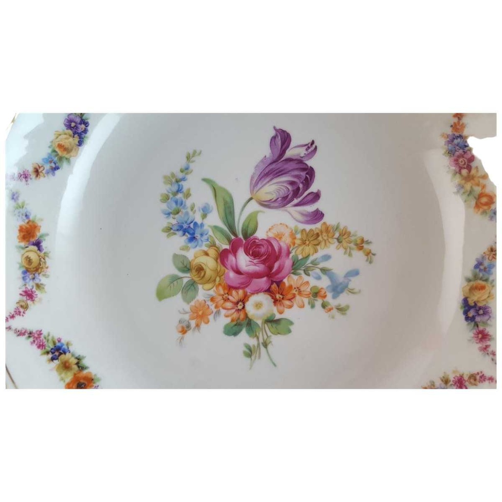 [45814816] Schüssel Goldrand Durchbrucharbeit 25 cm Schumann Arzberg bunte Blumen gebraucht - gut Bild 2