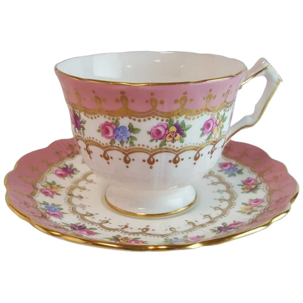 [45814856] Kaffeetasse mit Untertasse Tasse Goldrand 2tlg Aynsley Blumen gebraucht - gut Bild 2