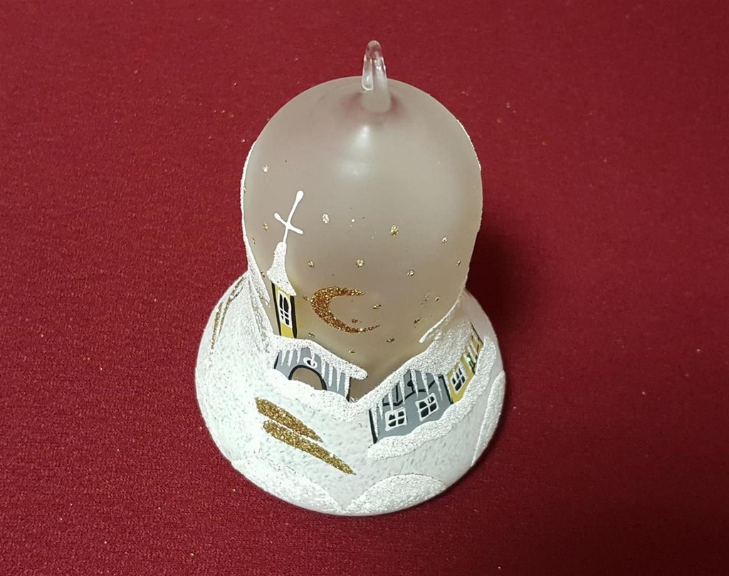 [45814866] Weihnachtsdeko Glocke Glas Winterlandschaft H 12,3 cm Bild 4