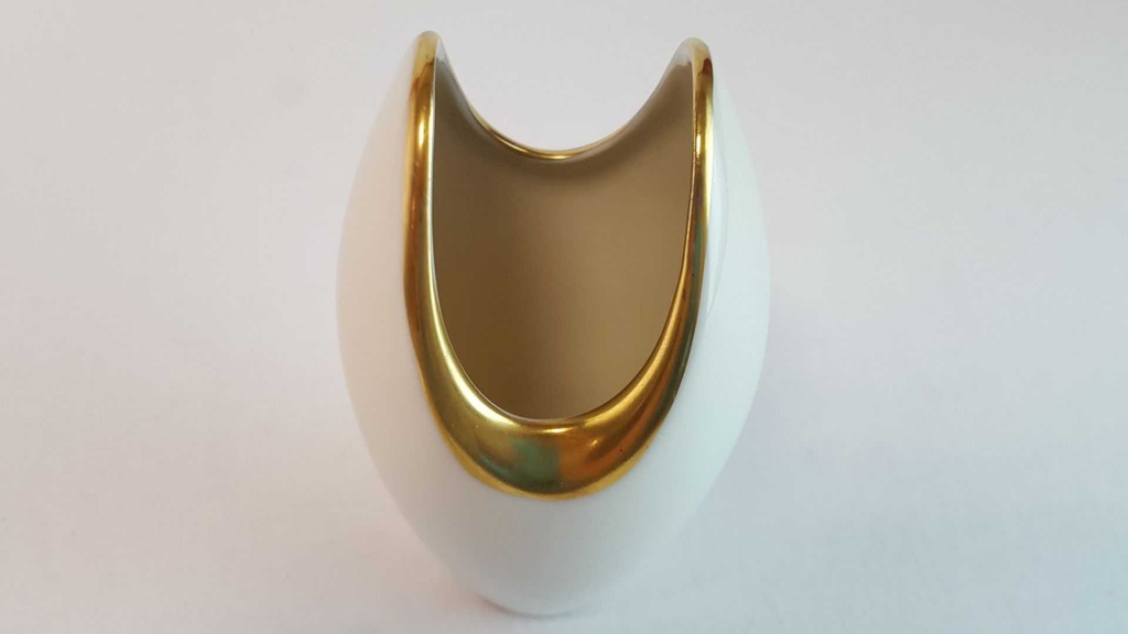 [45814883] Vase Goldrand 10,8 cm Edelstein Bavaria Form 9762 Weiß gebraucht - sehr gut Bild 3