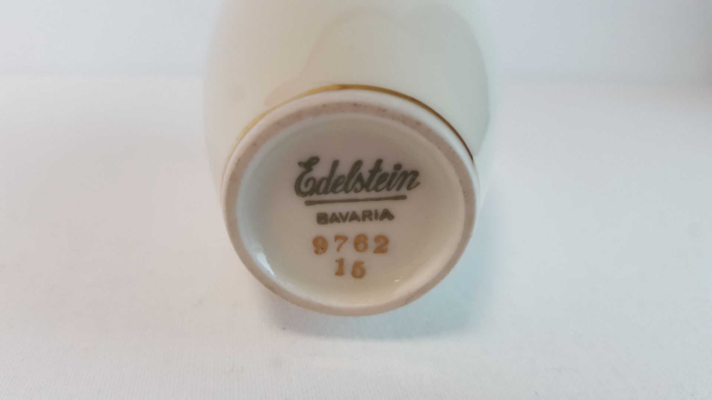 [45814883] Vase Goldrand 10,8 cm Edelstein Bavaria Form 9762 Weiß gebraucht - sehr gut Bild 5