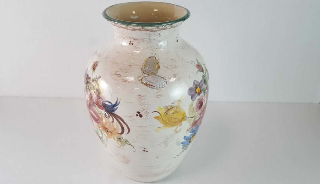 [45814982] Vase 20,3 cm Ulmer Keramik Blumen gebraucht - gut Bild 3
