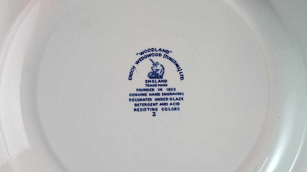 [45815026] Speiseteller Essteller groß 28,5 cm Enoch Wedgwood Woodland Blau gebraucht - gut Bild 5