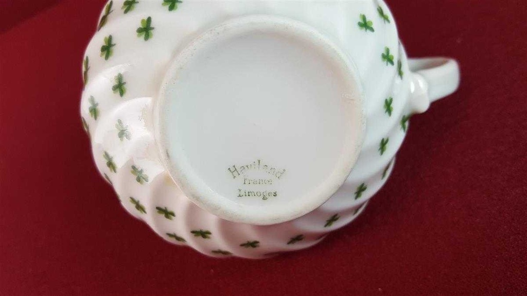 [45815032] Milchkännchen 0,15 L Haviland Limoges Torse Trefle Vert Kleeblatt gebraucht - gut Bild 5