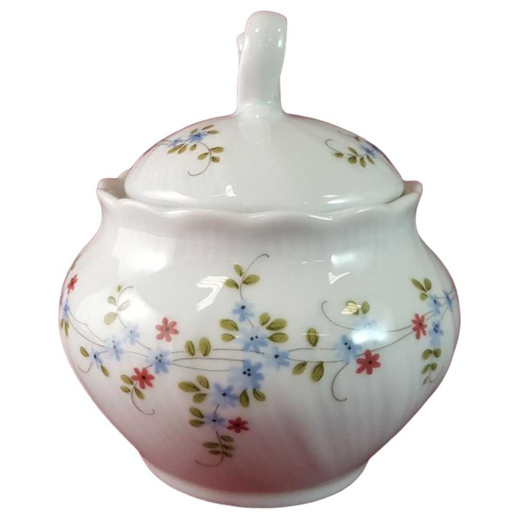 [45815060] Zuckerdose Winterling Kirchenlamitz blau rot Blümchen Relief Wellenrand gebraucht - gut Bild 2