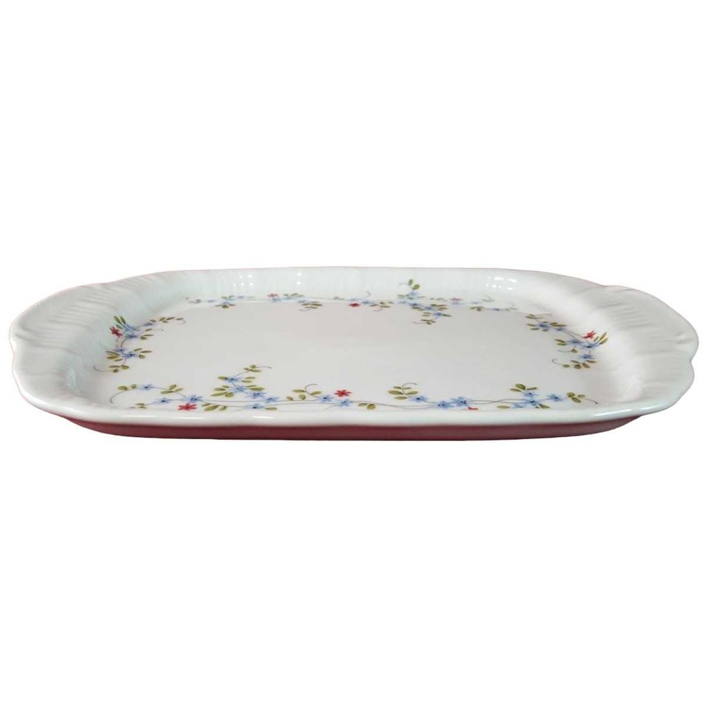 [45815063] Butterplatte Winterling Kirchenlamitz blau rot Blümchen Relief Wellenrand gebraucht - gut Bild 2