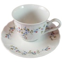 [45815065] Kaffeetasse mit Untertasse Winterling Kirchenlamitz blau rot Blümchen Relief Wellenrand gebraucht - gut Bild 2