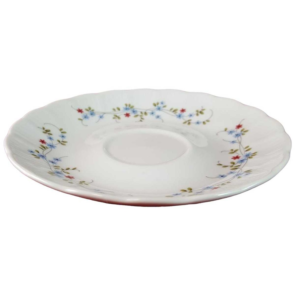 [45815067] Untertasse 14,7 cm Winterling Kirchenlamitz blau rot Blümchen Relief Wellenrand gebraucht - gut Bild 2
