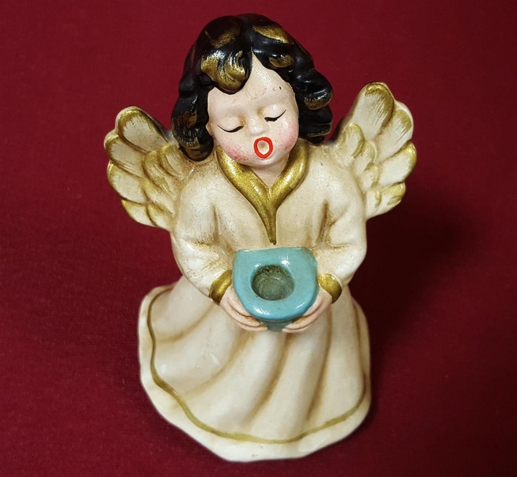 [45815072] Weihnachten Singende Engel Figur Kerzenhalter Keramik H 12,2 cm Bild 5