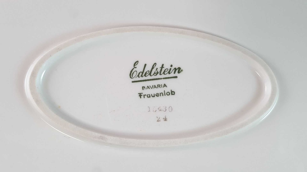 [45815088] Servierplatte Speiseplatte Fleischplatte Steakplatte Goldrand 34,5x22,6 cm Edelstein Bavaria Frauenlob 15430 Weiß gebraucht - gut Bild 6