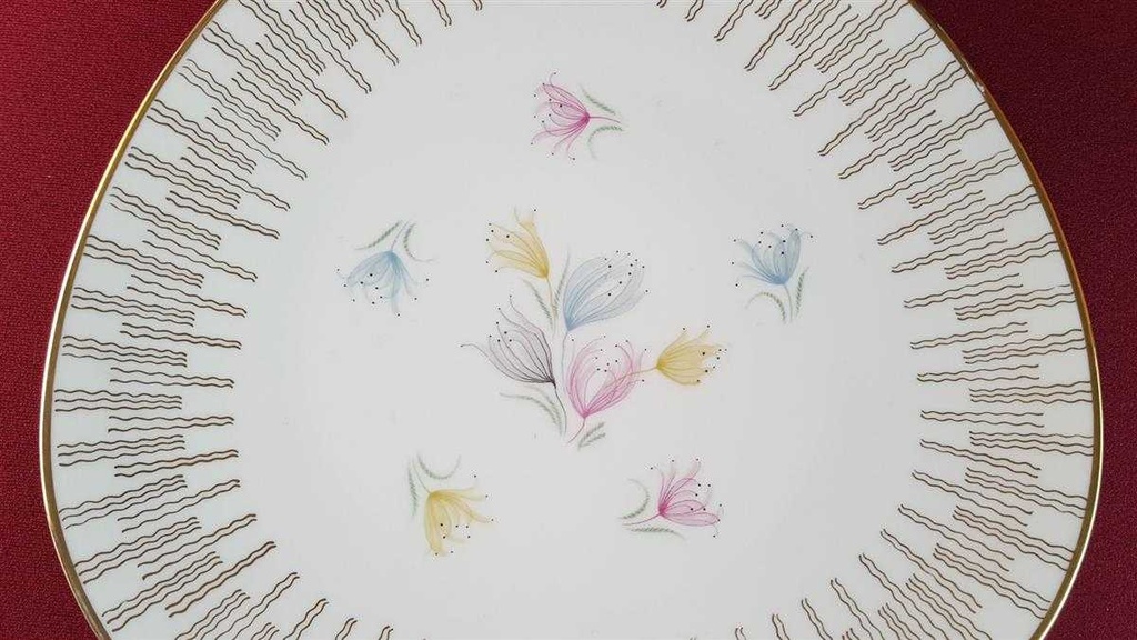 [45815112] Tortenplatte Golddekor Schaller Blumen Elfenbein Beige gebraucht - gut Bild 2