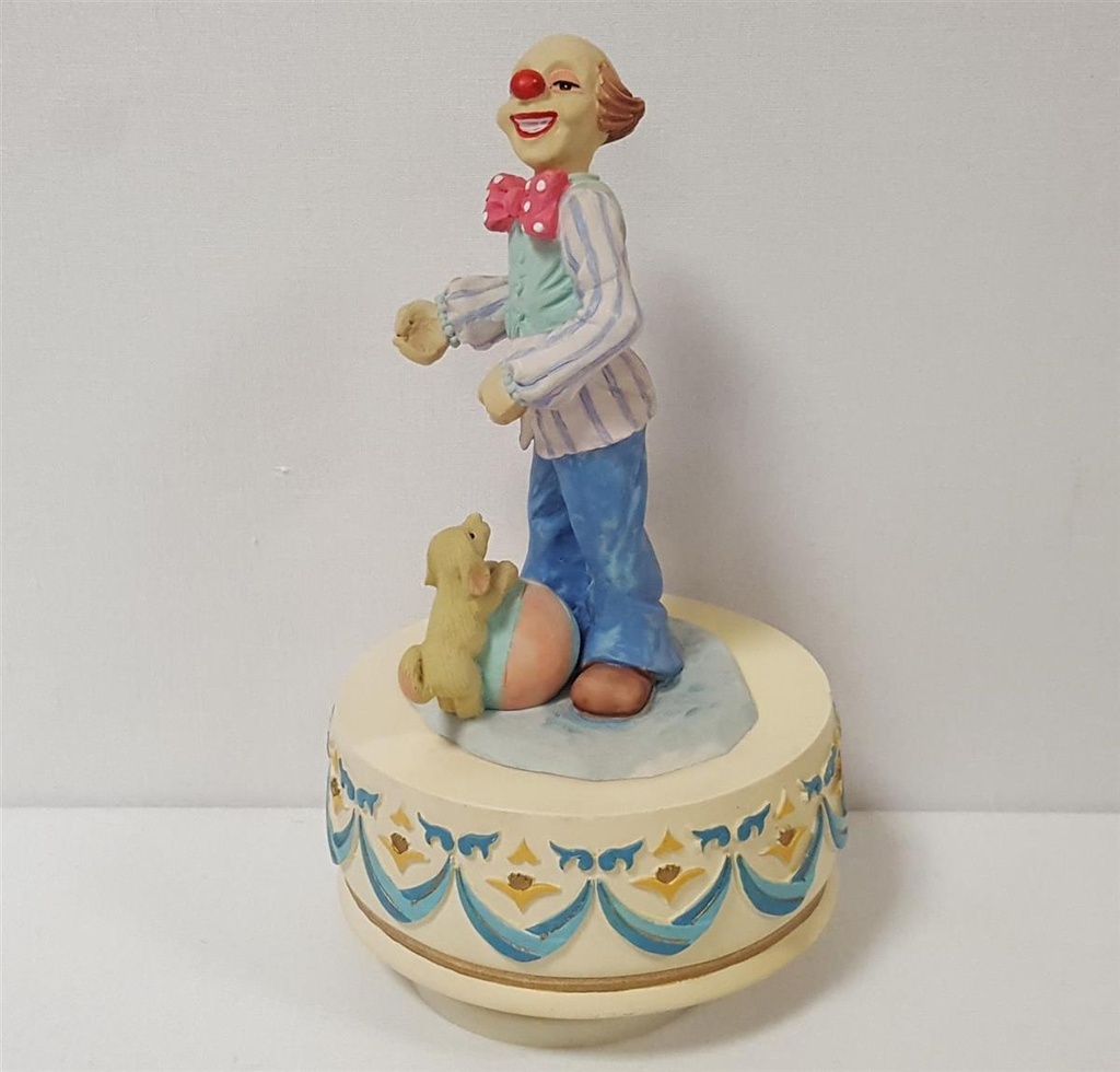 [45815119] Spieluhr Clownfigur mit Hund auf Ball H 17 cm Bild 2
