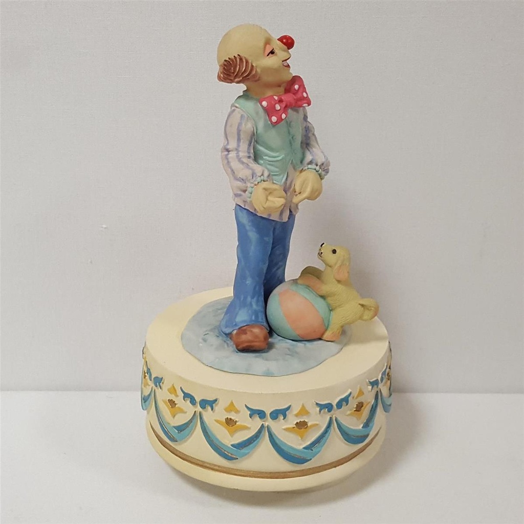 [45815119] Spieluhr Clownfigur mit Hund auf Ball H 17 cm Bild 3