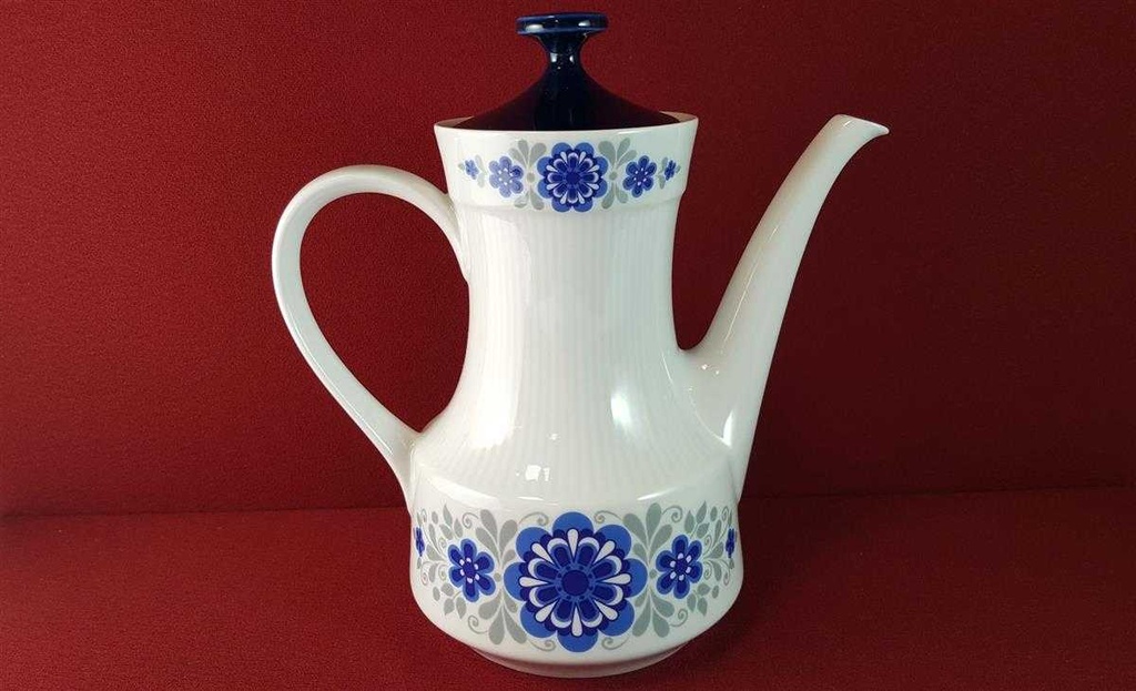 [45815148] Kaffeekanne Kanne 1,45 L Mitterteich Form 870 Blumendekor blau grau Blumen gebraucht - sehr gut Bild 3