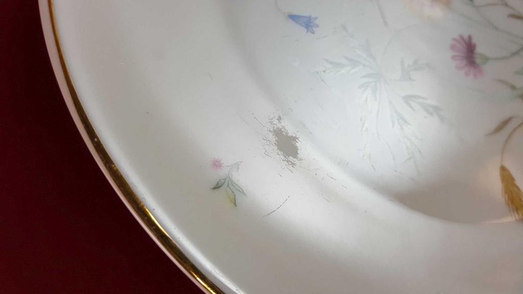 [45815153] Kuchenteller Goldrand 19 cm Schirnding Bavaria Blumendekor Blumen gebraucht - gut Bild 4