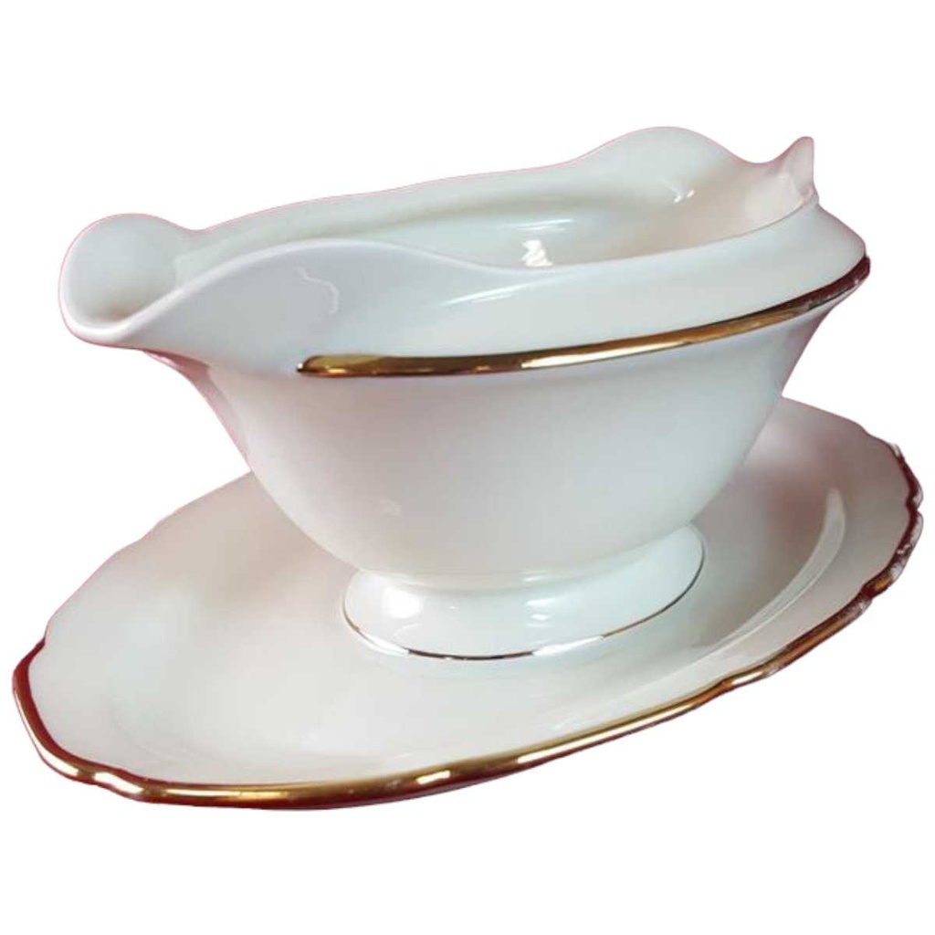 [45815157] Sauciere mit Teller Golddekor Tielsch Altwasser weiß 7930 gebraucht - gut Bild 2