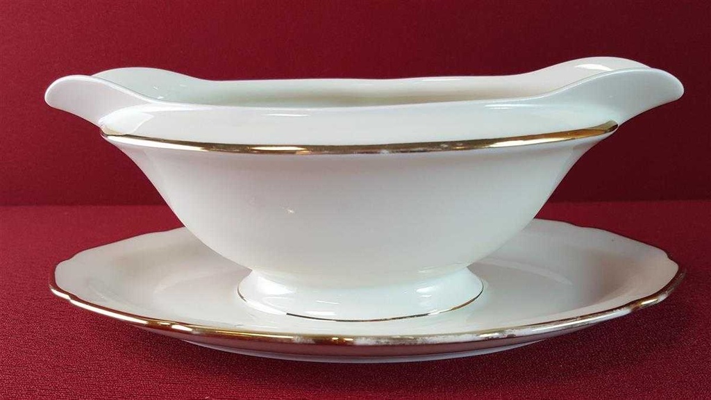 [45815157] Sauciere mit Teller Golddekor Tielsch Altwasser weiß 7930 gebraucht - gut Bild 3
