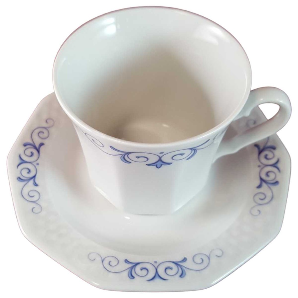 [45815193] Kaffeetasse mit Untertasse Tasse & Winterling Röslau Rautenrelief Blaudeckor eckig Blau gebraucht - sehr gut Bild 2
