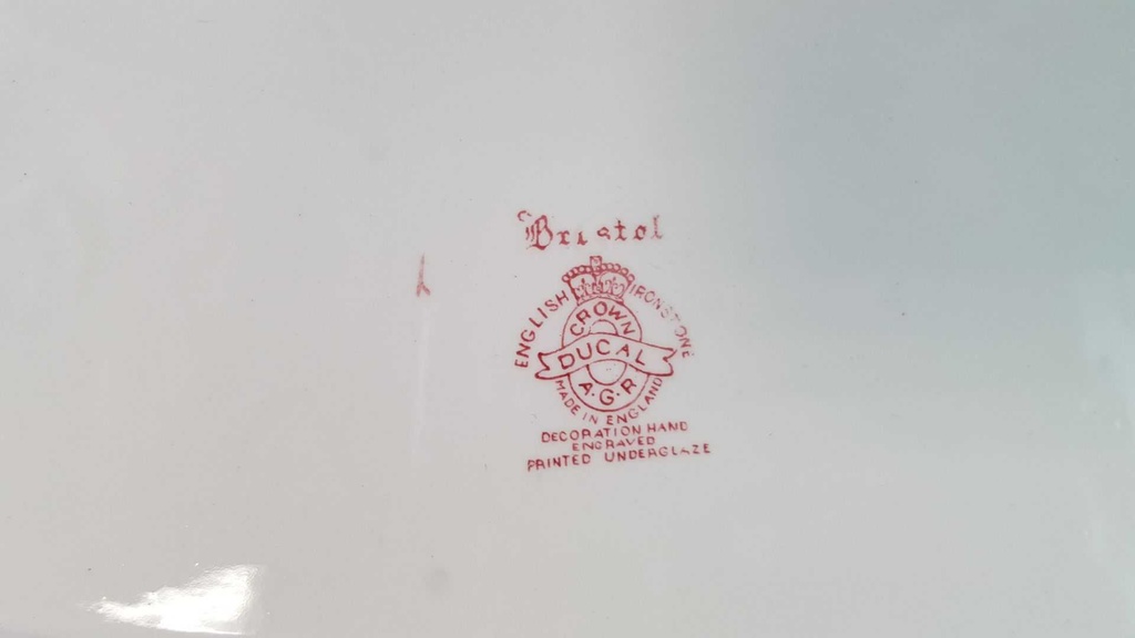 [45815232] Königskuchenplatte Tortenplatte Kuchenplatte Crown Ducal Bristol Rot gebraucht - gut Bild 4