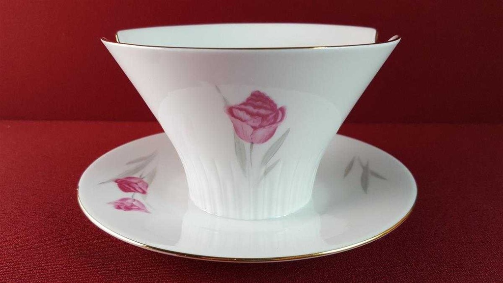 [45815242] Sauciere mit Teller Goldrand Zeh Scherzer Rote Rose gebraucht - sehr gut Bild 3