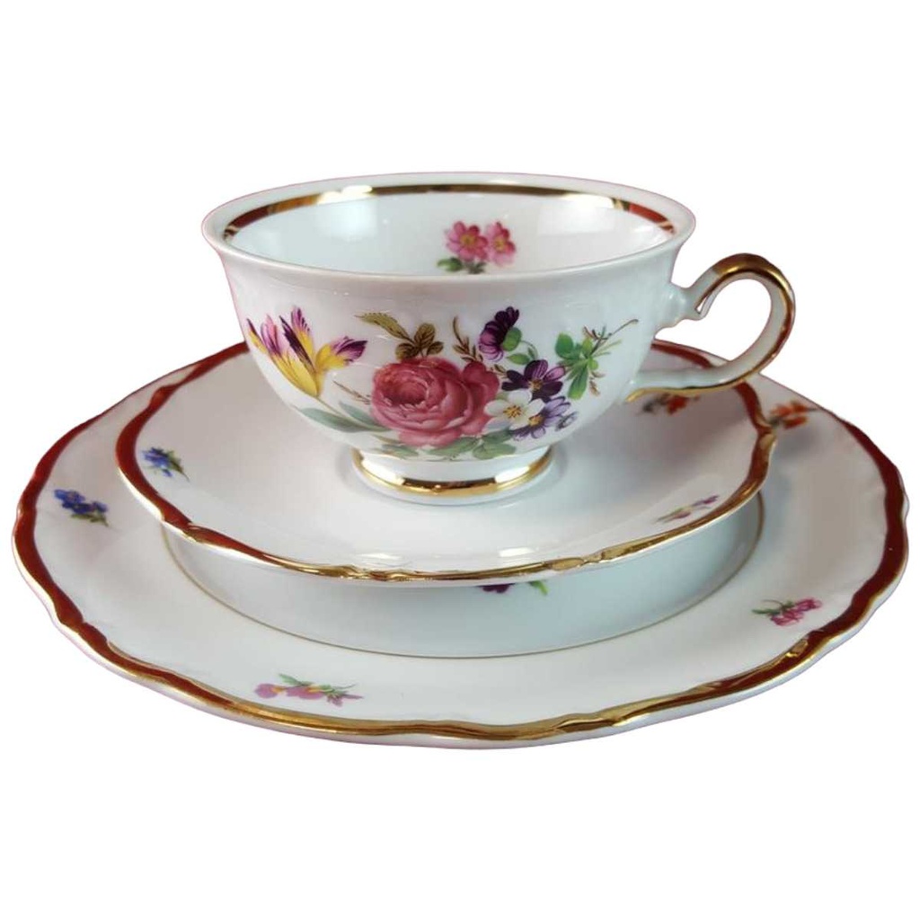 [45815254] Teegedeck Goldrand 3tlg Winterling Kirchenlamitz bunte Blumen gebraucht - sehr gut Bild 2