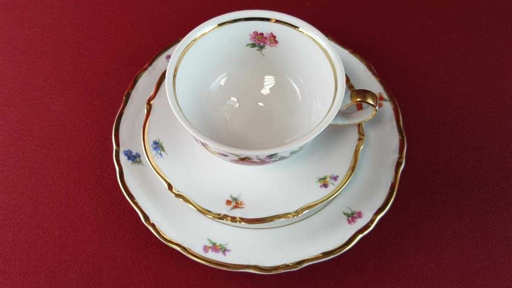 [45815254] Teegedeck Goldrand 3tlg Winterling Kirchenlamitz bunte Blumen gebraucht - sehr gut Bild 4