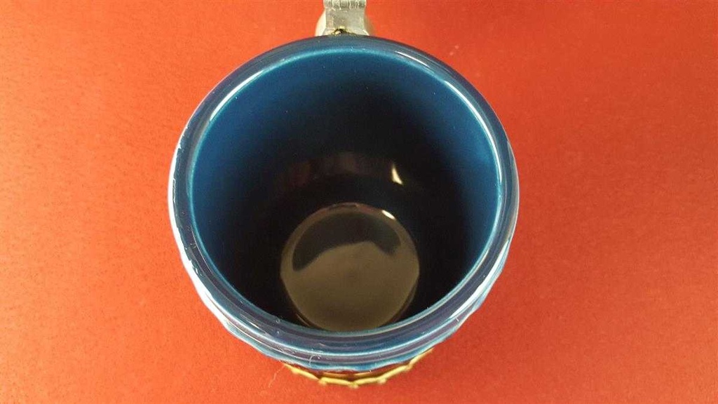 [2119104] Bierkrug mit Zinndeckel 0,5 L Rosenthal braun blau Blumen Dekor gebraucht - gut Bild 5