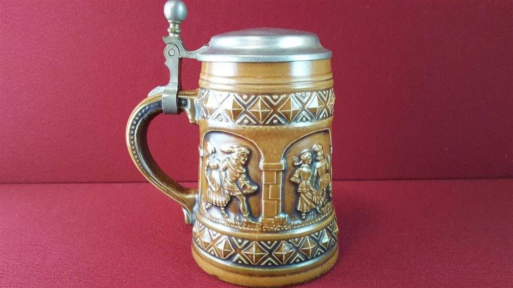 [2119105] Bierkrug mit Zinndeckel 0,5 L Gerz Gerzit gebraucht - gut Bild 3