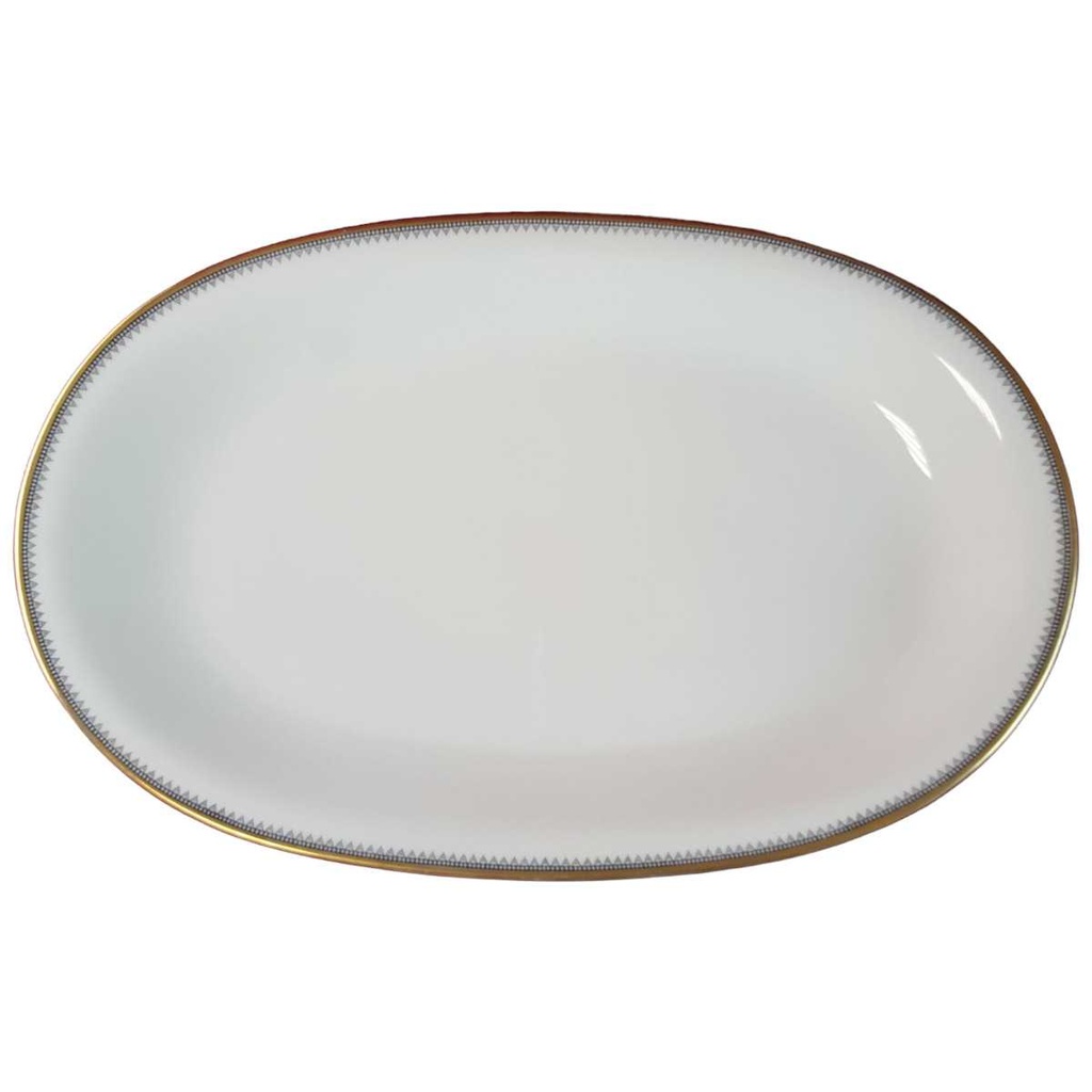 [45815323] Servierplatte Speiseplatte Fleischplatte Steakplatte Goldrand 32x20,5 cm Eschenbach Alte Formen 010171 Schwarze Ranke gebraucht - gut Bild 2