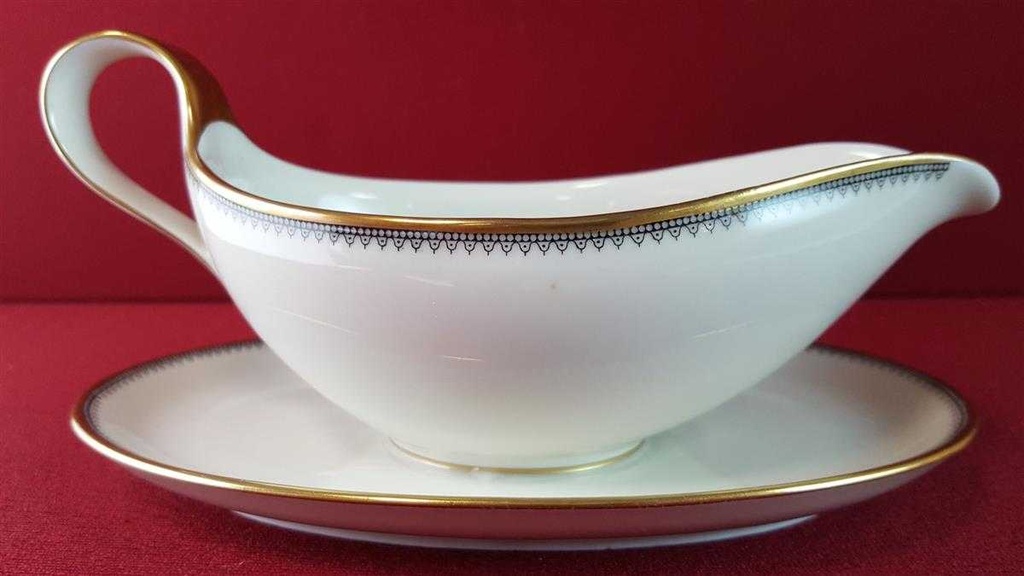 [45815325] Sauciere mit Teller Goldrand Eschenbach Alte Formen 010171 Schwarze Ranke gebraucht - gut Bild 3
