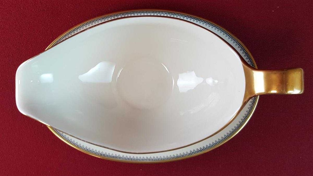 [45815325] Sauciere mit Teller Goldrand Eschenbach Alte Formen 010171 Schwarze Ranke gebraucht - gut Bild 4